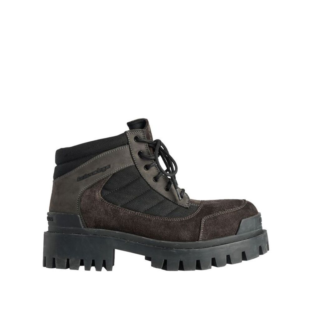 Balenciaga Men Combat Strike Low Boots In Nubuck, Suede And Cotton Canvas